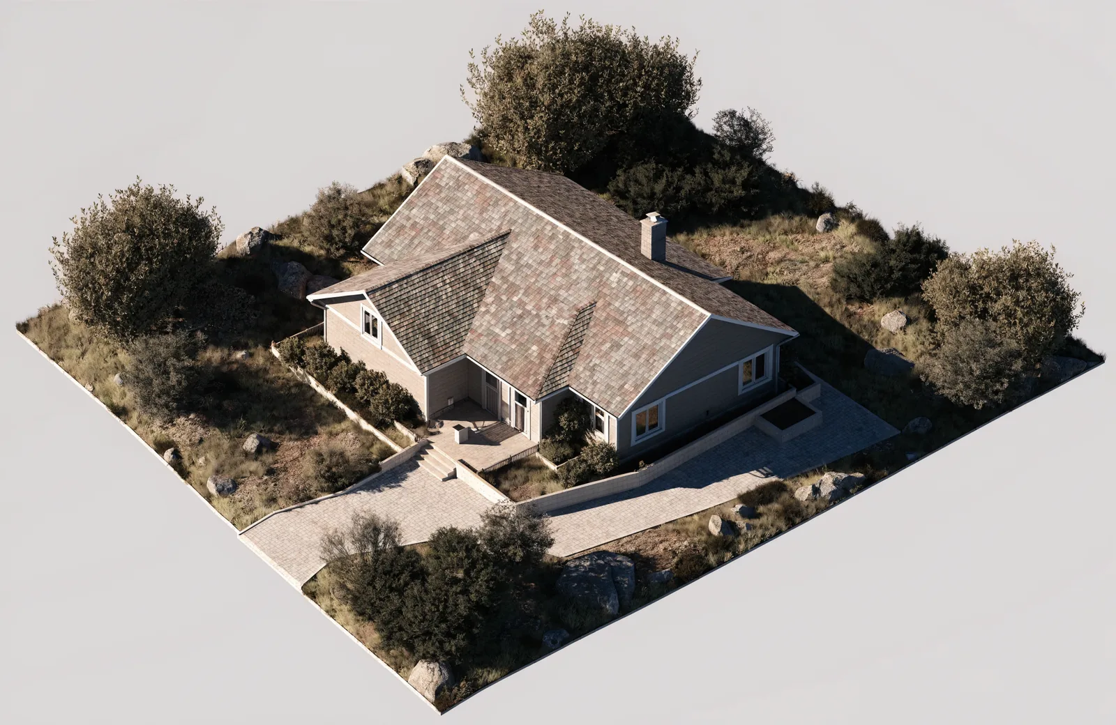 Texturiertes 3D-Modell eines Gebäudes