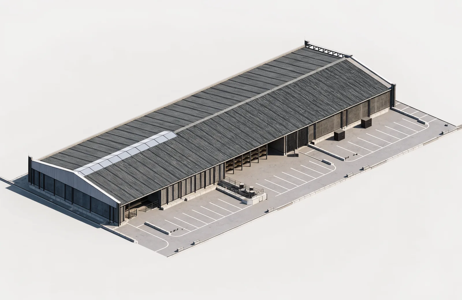3D-Modell einer Gewerbehalle